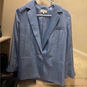Vince Light Blue Satin Single-Button Blazer